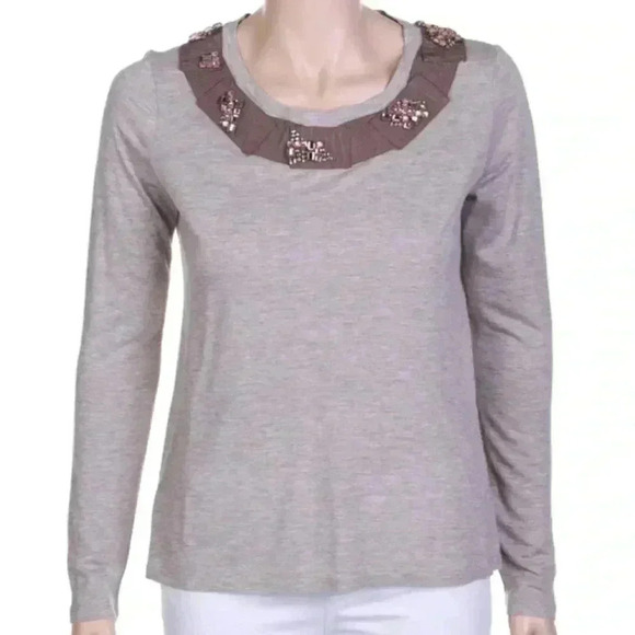 Weekend Max Mara Tops - MaxMara WEEKEND jeweled jersey Knit long sleeve top size XL